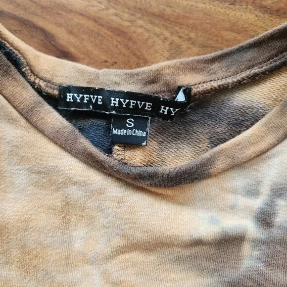 Cozy Comfy Tie Dye Sweatshirt HYFVE HYFVE HYFVE Ladies Small Gold Brown Black - Picture 2 of 4